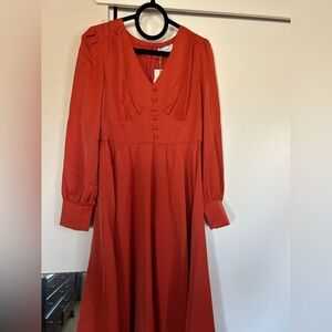 RIHOAS Elegant Red Long Sleeve Dress